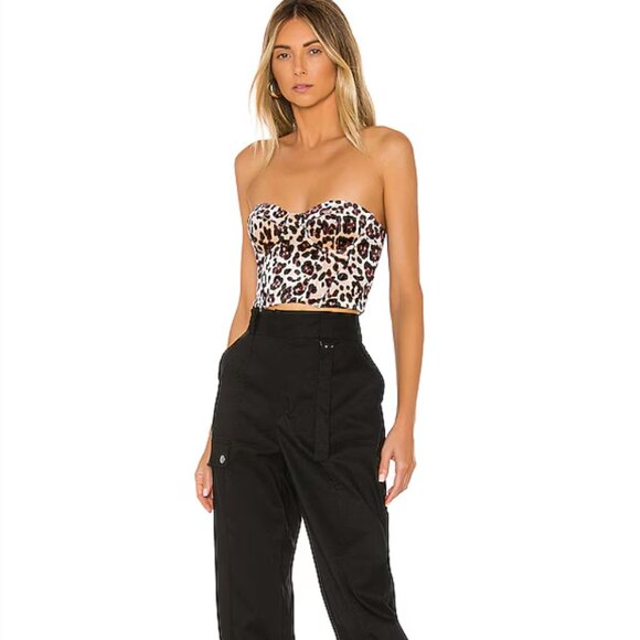 NEW Superdown Ollie Bustier Top Leopard Print - Size S - Picture 4 of 11